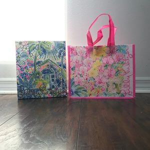 Empty Lilly Pulitzer Gift Box and Reusable Shopping Bag
